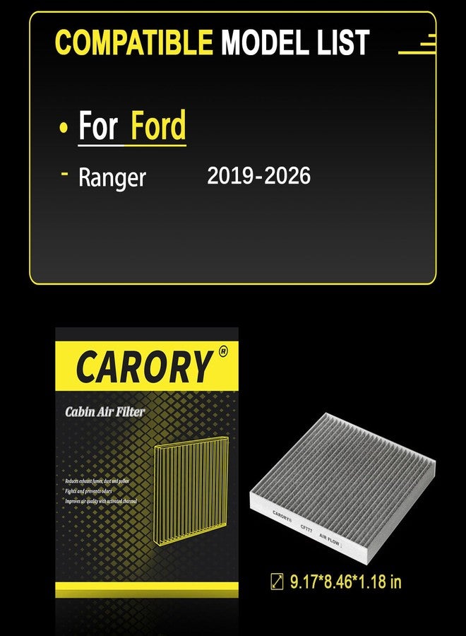 CARORY Cabin Air Filter w/Activated Carbon for Ford Ranger 2019 2020 2021 2022 2023 2024 2025 2026, KB3Z19N619A, CF12776, FP-88 - Image 2